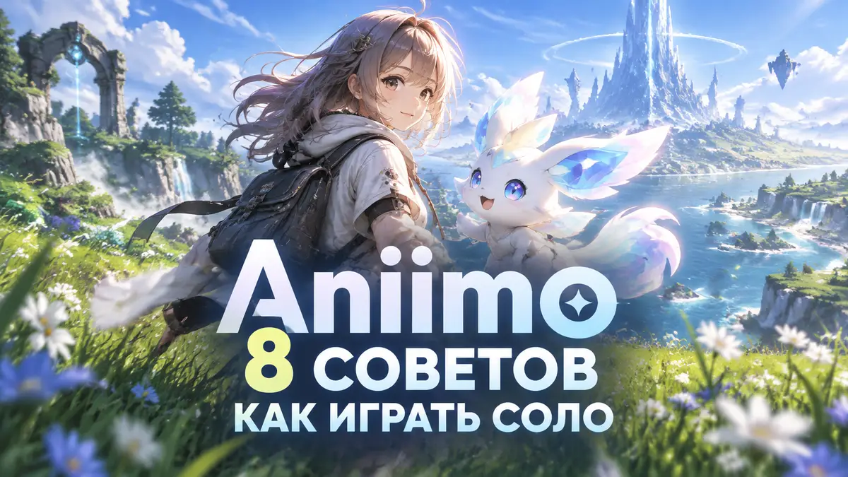 Герой Aniimo в одиночку странствует по цветущим равнинам рядом с сияющим Prismana Aniimo, ключ-арт