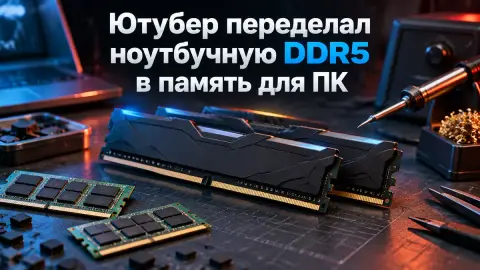 Ютубер переделал ноутбучную DDR5 в память для ПК за $175