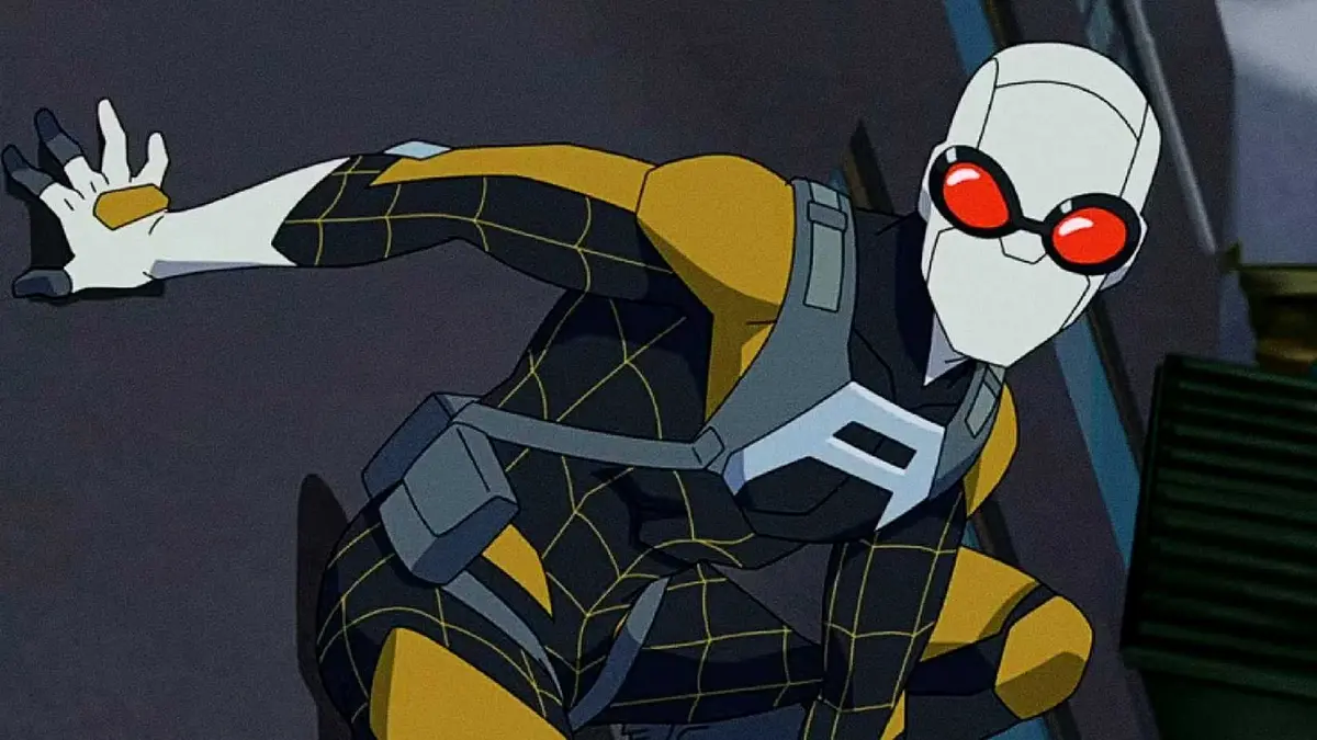 Agent Spider crawls up a wall in Invincible