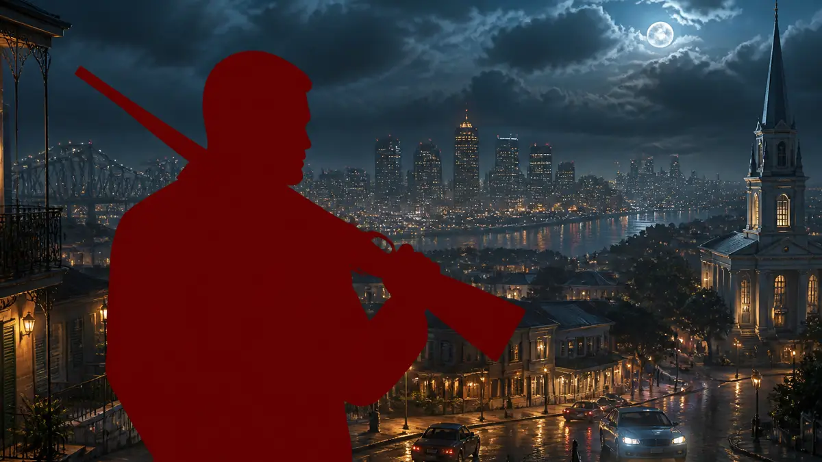 Главный герой игры Mafia III Линкольн Клей на фоне ночного города Нью-Бордо
