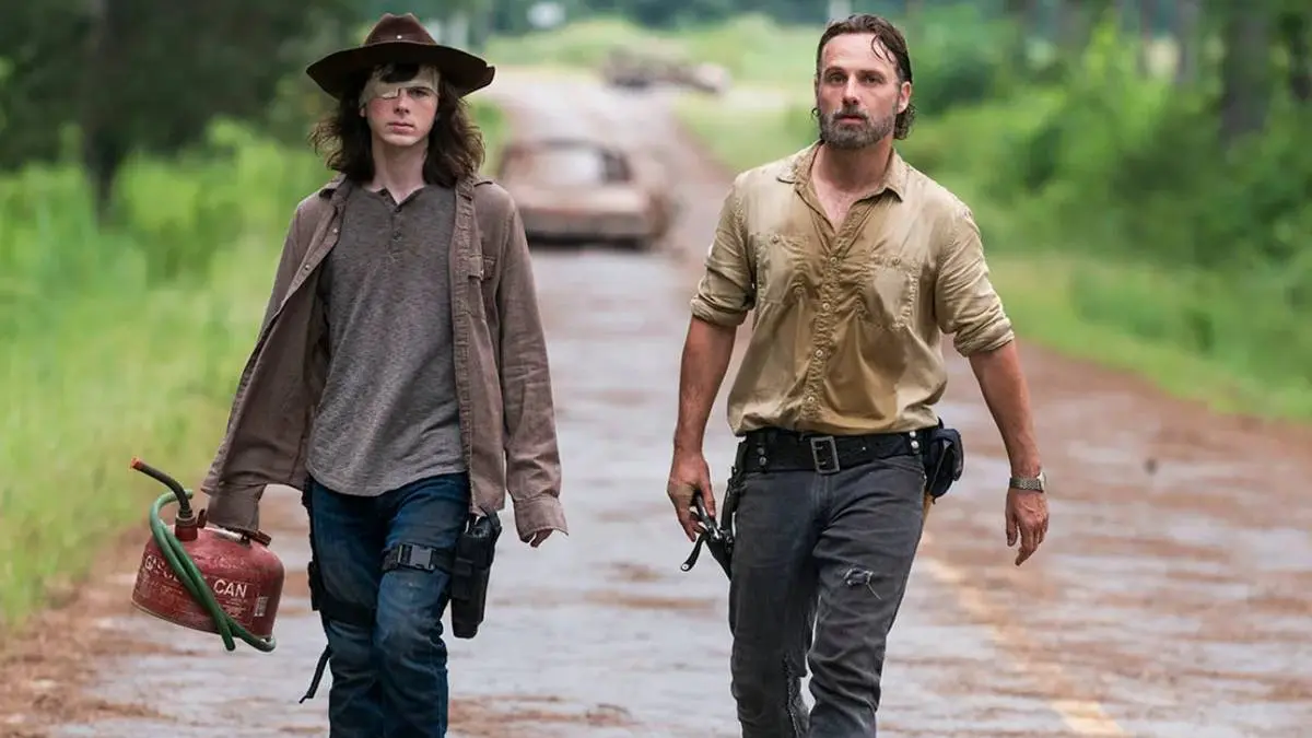 Carl and Rick Grimes in The Walking Dead