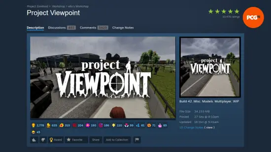 Project Zomboid 3D mods and first-person perspective - Project Viewpoint via the Steam Workshop.