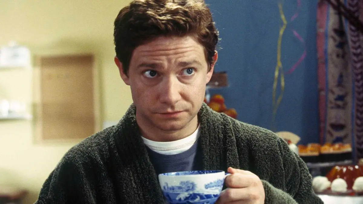 Martin Freeman with a cup of tea from The Hitchhiker's Guide to the Galaxy