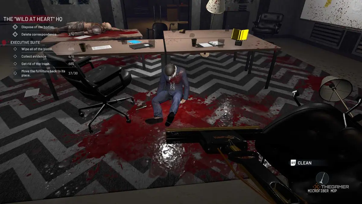 Crime Scene Cleaner body in the executive suite.
