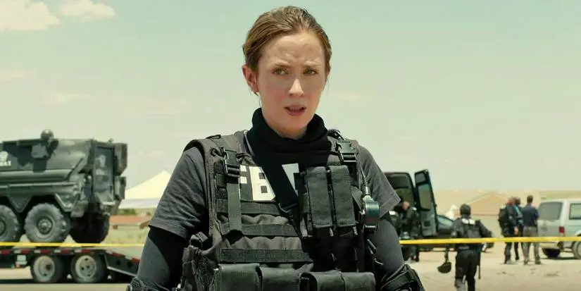 Emily Blunt looking perturbed in Sicario