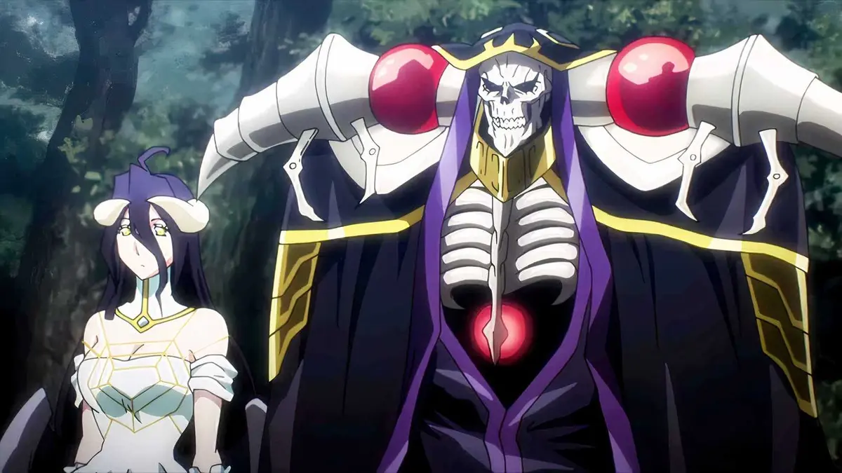 Albedo and Ainz Ooal Gown stand side by side in Overlord.