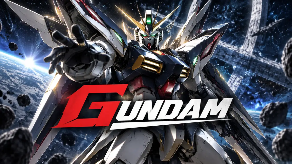 Новый мобильный доспех Gundam из RG XARX-ZERO в центре постера на фоне космоса с логотипом Gundam