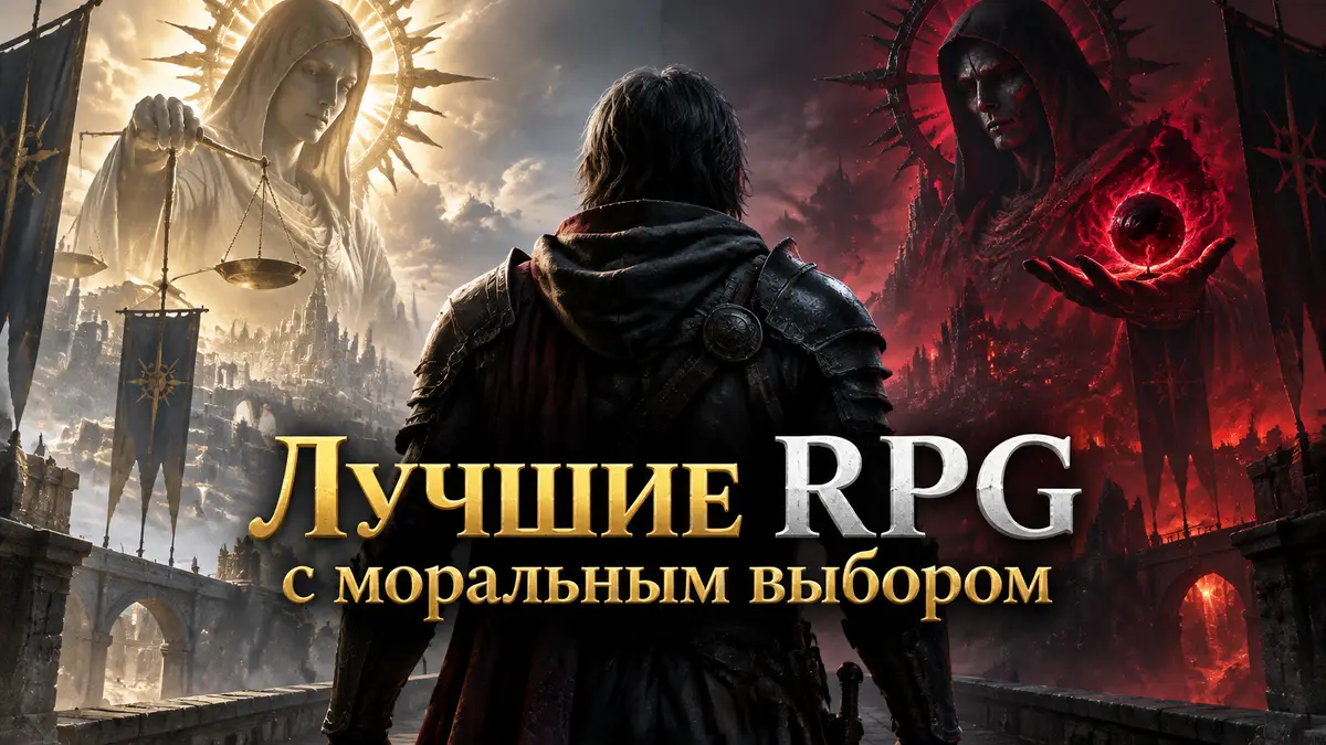 Персонаж ролевой игры перед сложным выбором в темном фэнтези, постер RPG