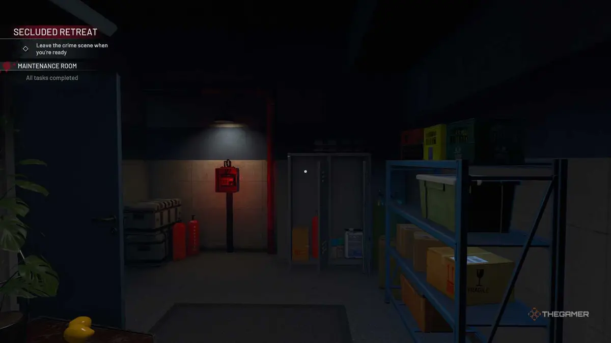 Crime Scene Cleaner red switch by the door.