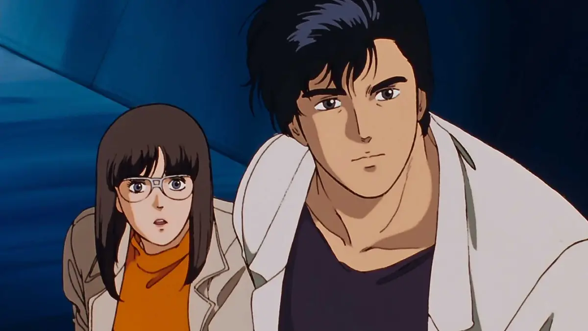 Detective Ryo Saeba and his trusted partner Kaori Makimura in City Hunter 1980s anime.