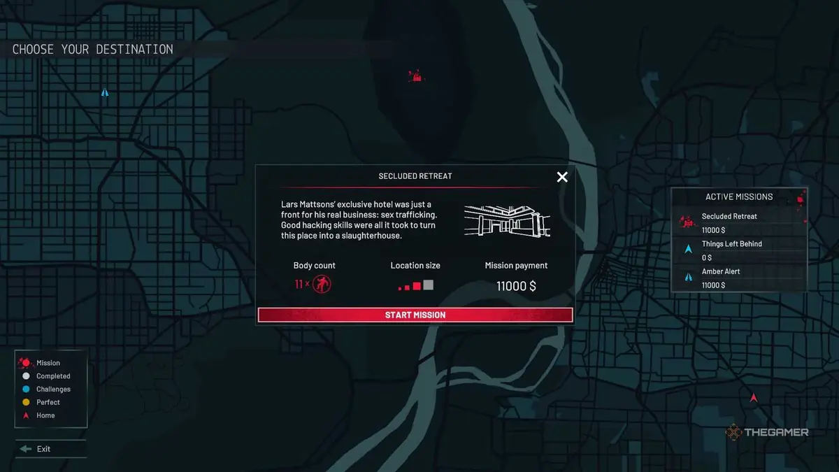Crime Scene Cleaner Secluded Retreat mission screen.