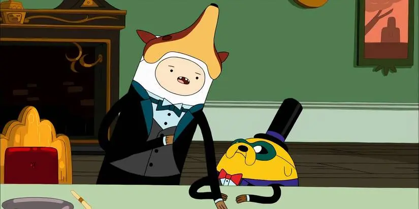 Finn and Jake in Halloween costumes on Adventure Time