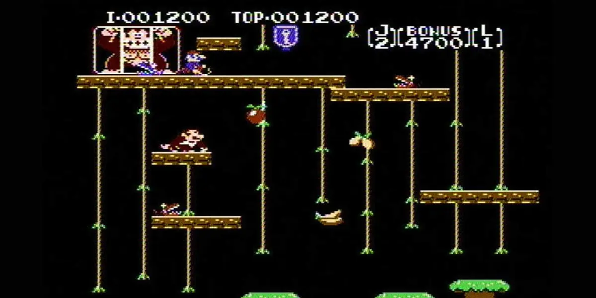 An end-stage level from Donkey Kong Jr.