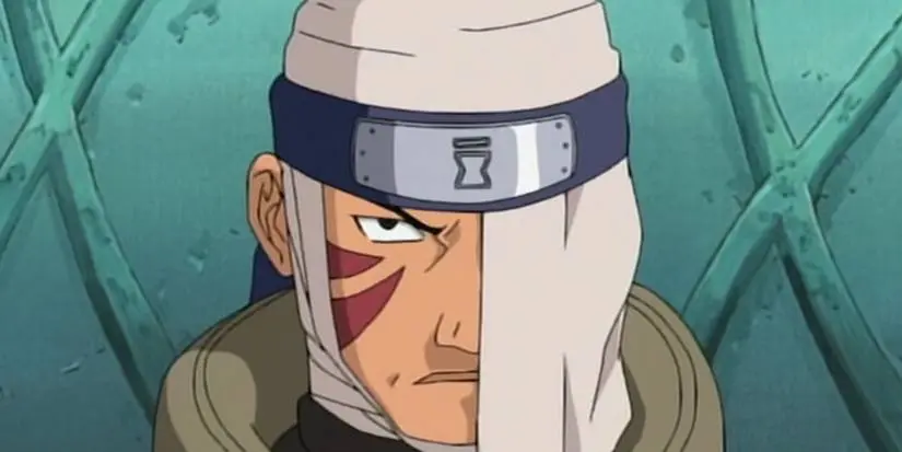 Baki with a serious expression in Naruto.