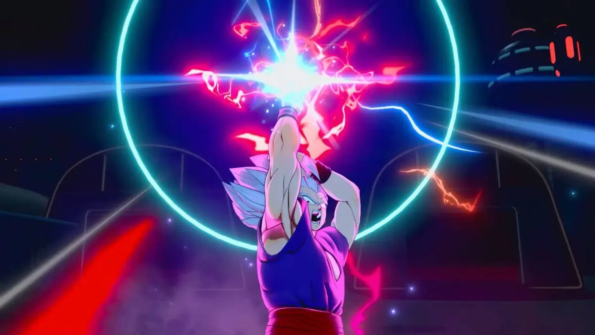 Beast Gohan charging up a Special Beam Cannon in Dragon Ball Xenoverse 3.