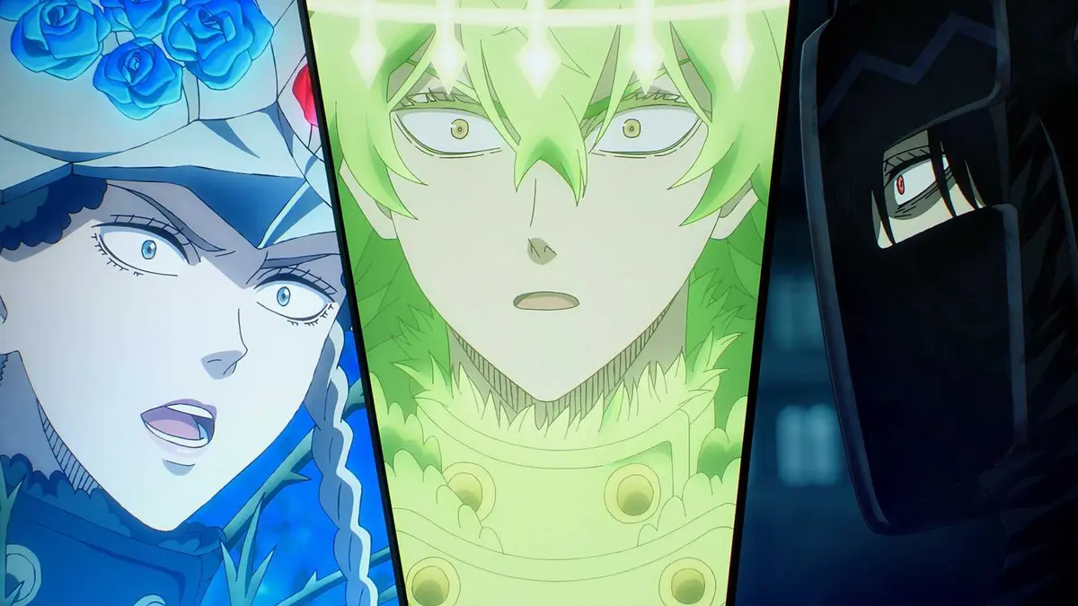 Charlotte, Yuno, and Natch fighting against Black Triad