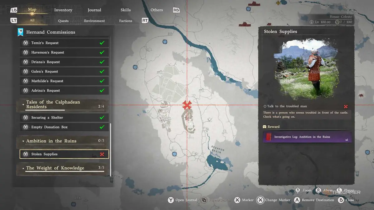The Ambition In The Ruins Start On Map in Crimson Desert.