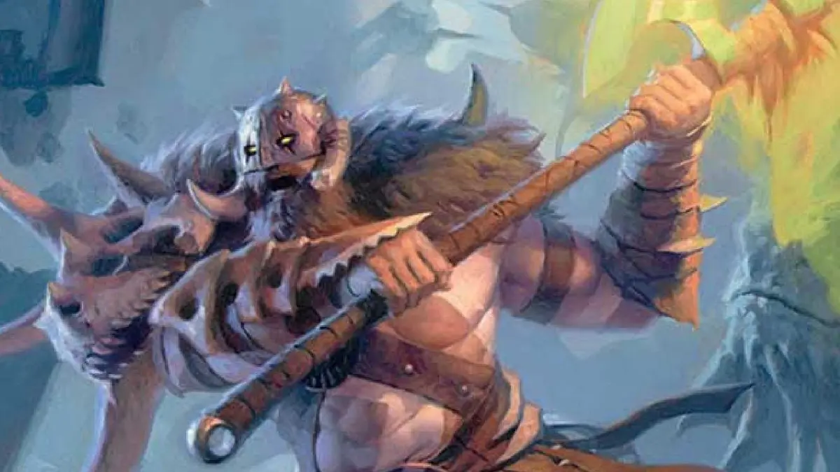 Garruk, Curse Breaker MTG Card Artwork From Reality Fracture, showing the planeswalker swinging a giant axe.