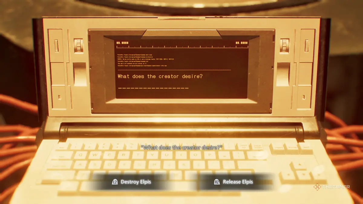 The terminal to destroy or release Elpis in Resident Evil Requiem.