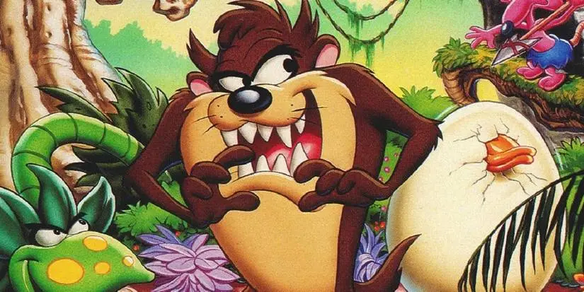 Taz the Tazmanian Devil on the cover of the Taz-Mania game