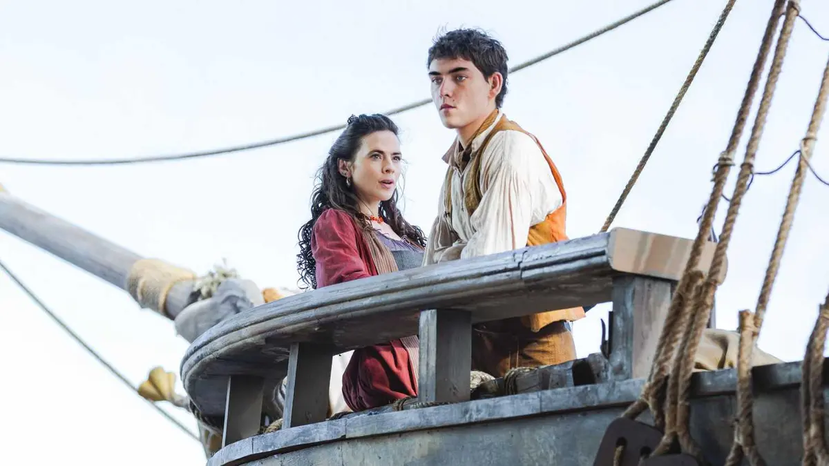 Two Treasure Island characters on a ship