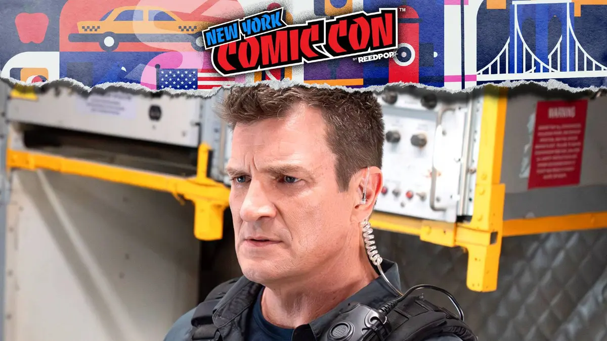 John Nolan in The Rookie with comic con over lay FI NYC