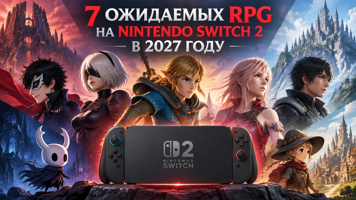 Постер Nintendo Switch 2 с героями и логотипами грядущих RPG 2027 года