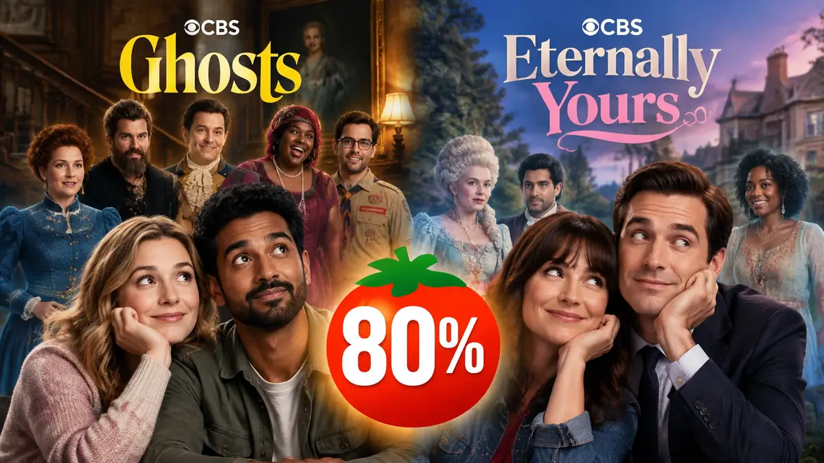Постер комедийного сериала Ghosts и Eternally Yours от телеканала CBS