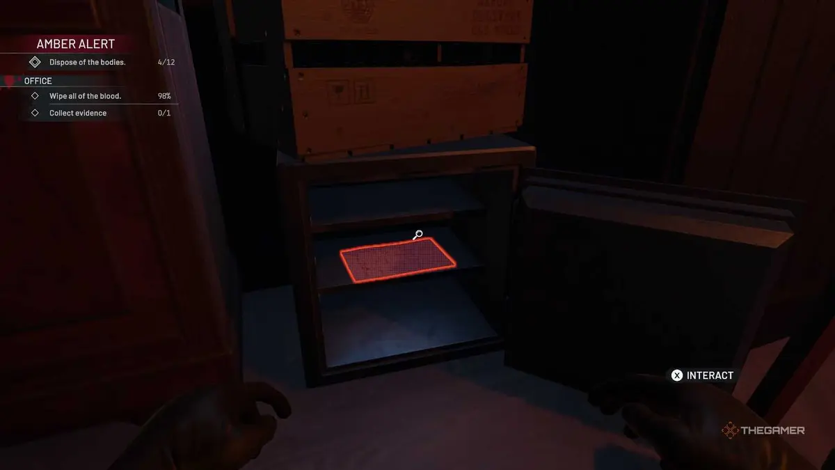 Crime Scene Cleaner evidence in a safe.