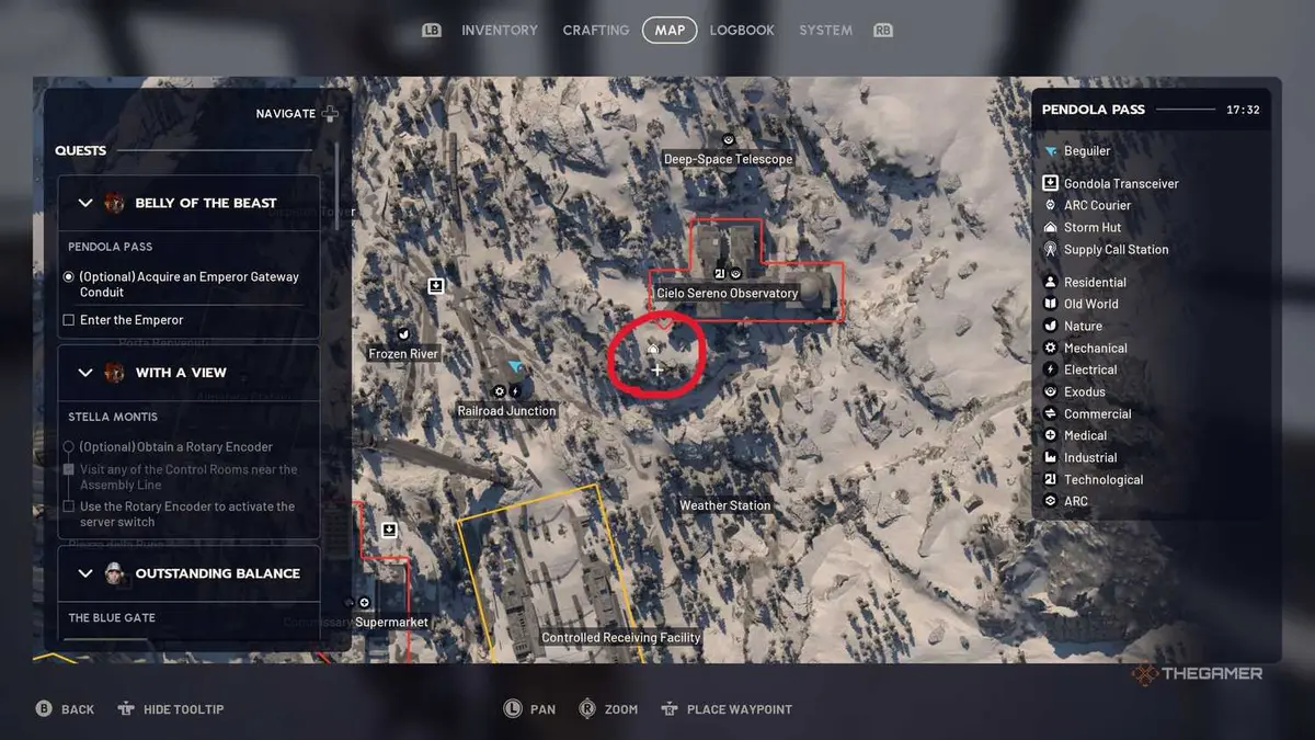 A player farming Laser Levels for their Outpost in Arc Raiders: Frozen Trail.