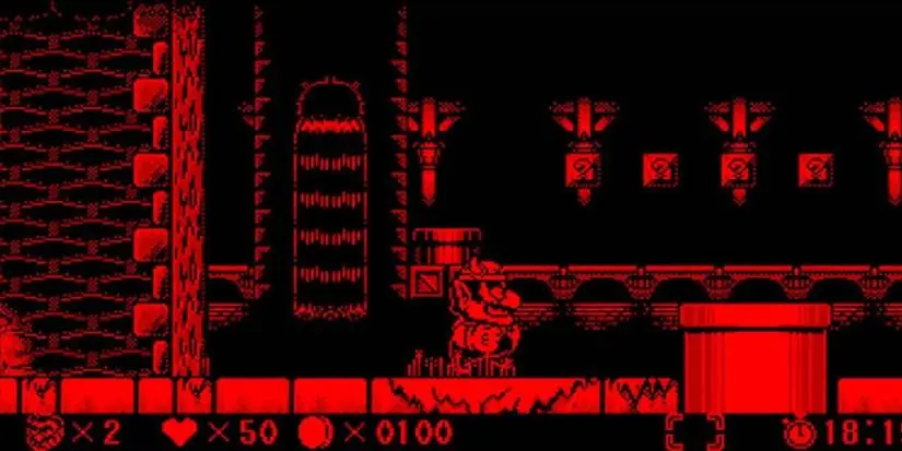 Virtual Boy Wario Land Gameplay with Wario running in a temple
