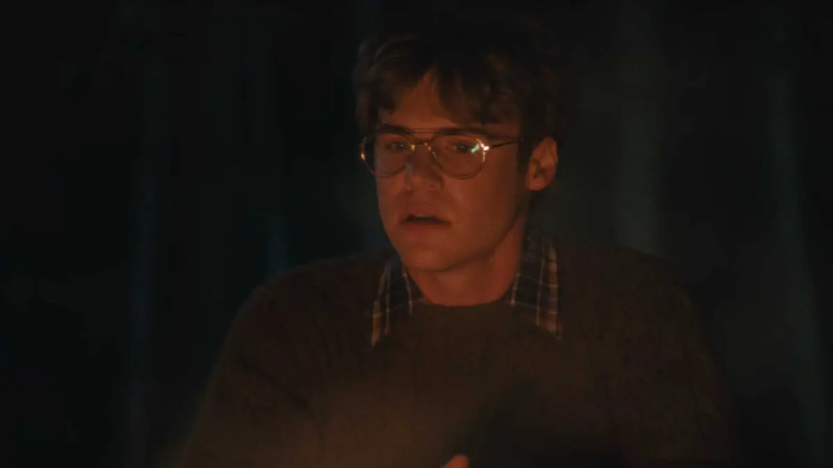Steve tells a story by the campfire in Crystal Lake season 1 episode 8