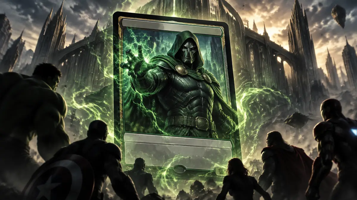Доктор Дум на эксклюзивной промокарте Magic The Gathering по фильму Мстители