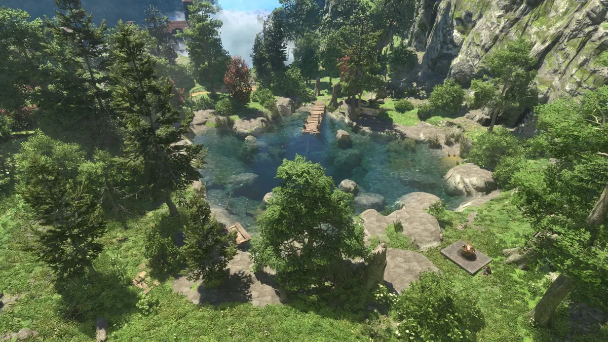 Enshrouded - Mountainside Pond south in the Springlands, next to the Hollow Halls