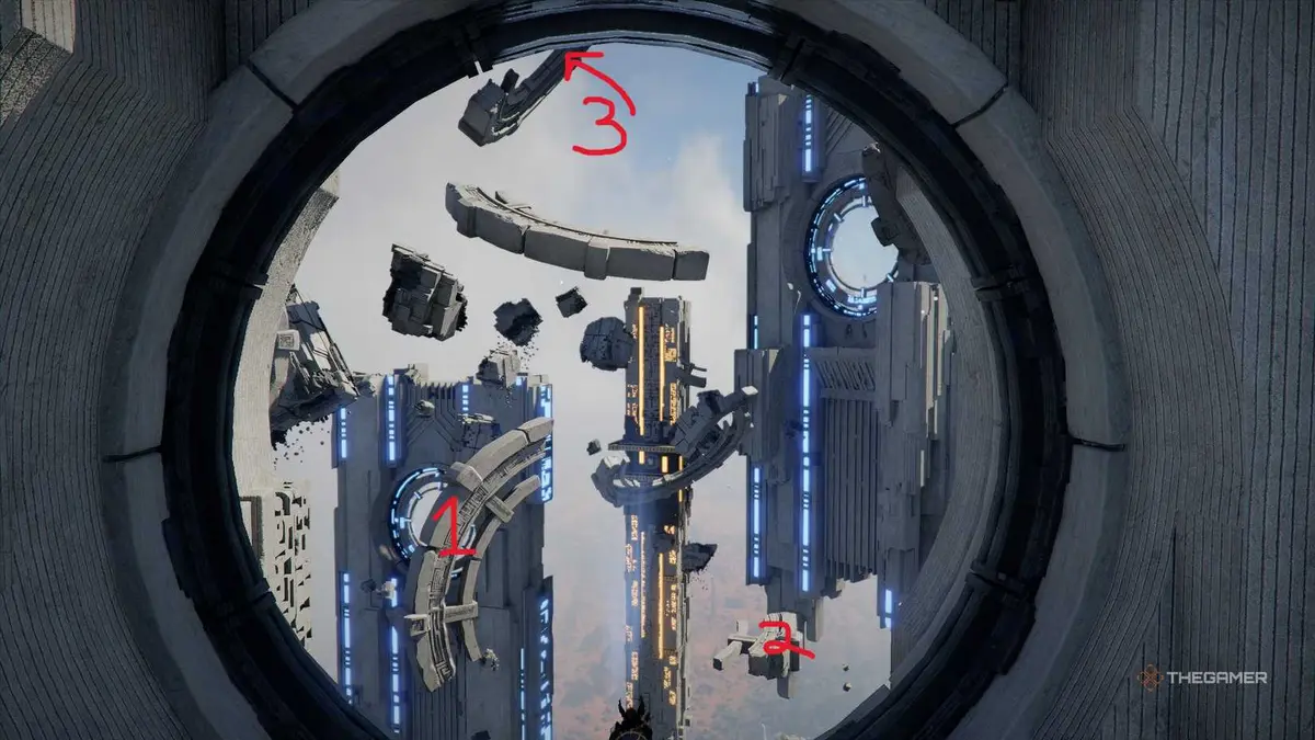 A player solving the Skyloop Bridge puzzle in Crimson Desert.
