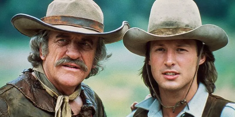 James Arness as Zeb Macahan and Bruce Boxleitner as Luke "Seth" Macahan on 'How the West Was Won'