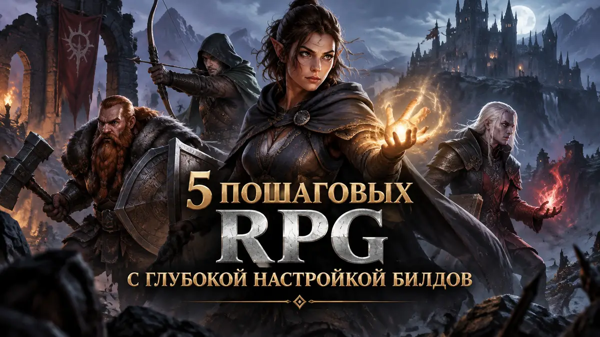 Отряд героев пошаговой RPG готовится к тактическому сражению в мрачном фэнтезийном мире