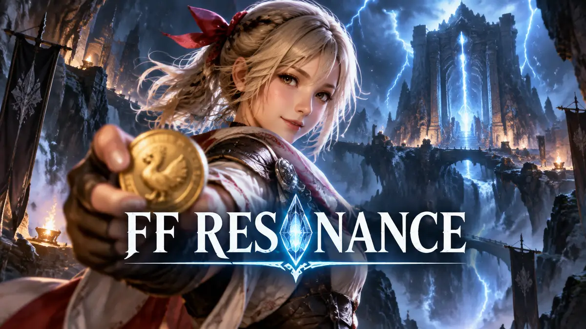 Героиня Lid на фоне грозового подземелья Mt. Thunderclap в Final Fantasy Resonance