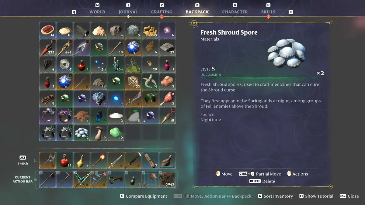 Enshrouded Fresh Shroud Spore description