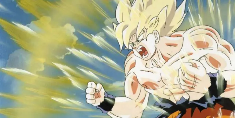 Super Saiyan Goku powers up in Dragon Ball Z: Cooler's Revenge.