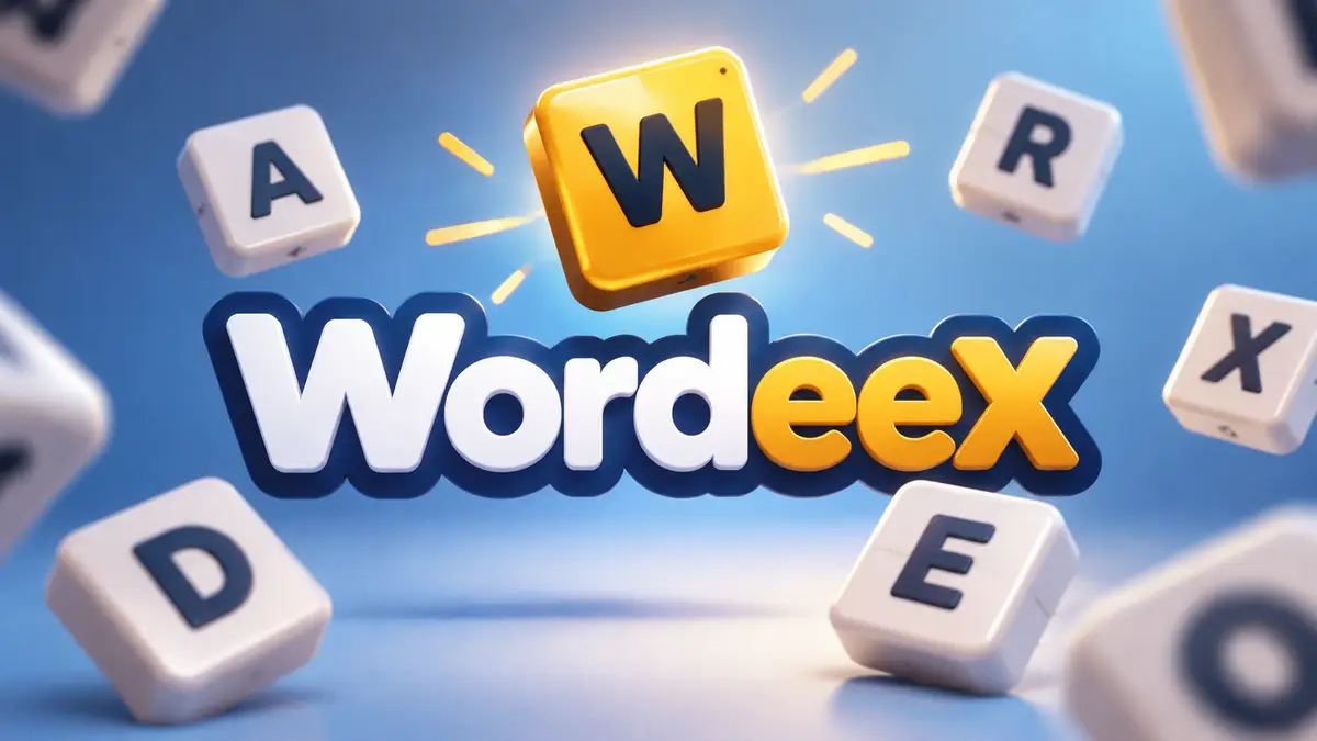 Буквенные блоки на минималистичном фоне с логотипом логической игры Wordeex