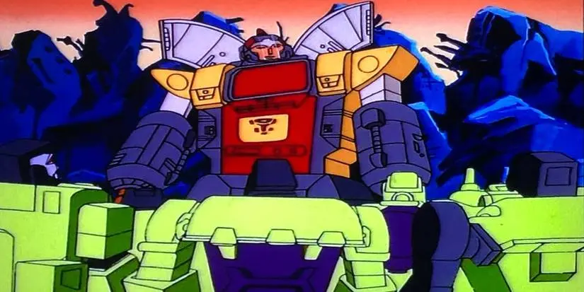 Omega Supreme confronts the Constructicons in The Transformers.
