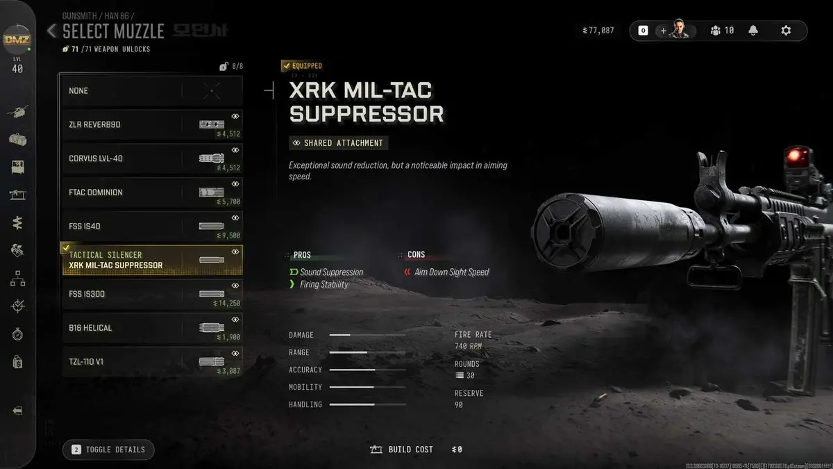 The gunsmith in DMZ with a silencer equipped.