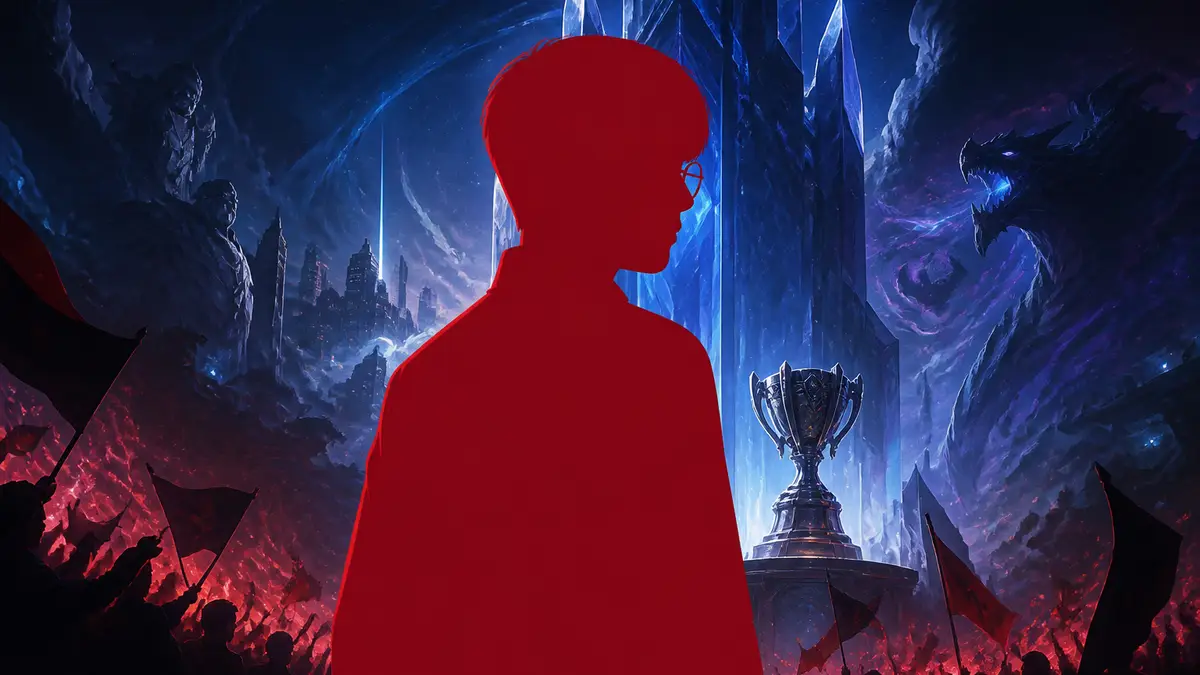 Кадр из клипа гимна Worlds 2026 с изображением киберспортсмена Faker