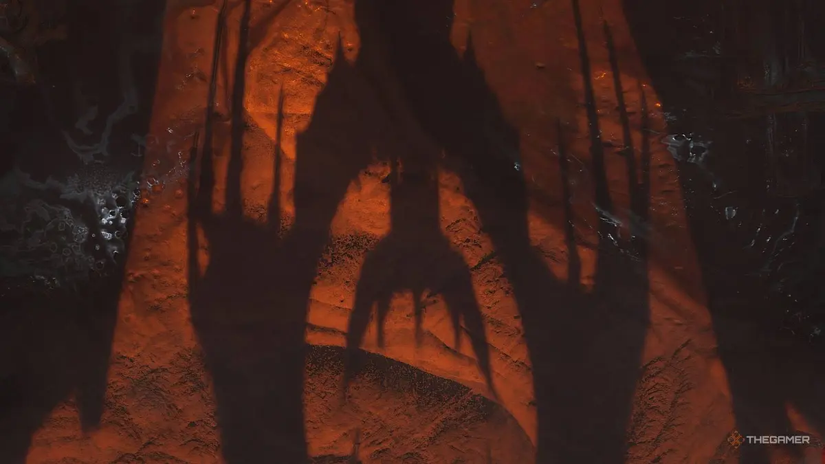 A shadow of Lilith in Diablo 4.