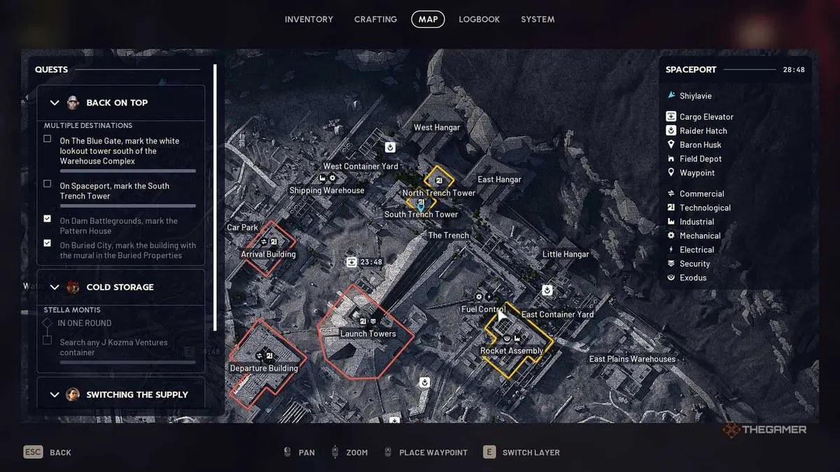 ARC Raiders Spaceport tag location map.
