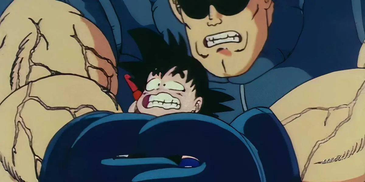 Major Metallitron squeezes the life out of Goku in Dragon Ball Episode 36.