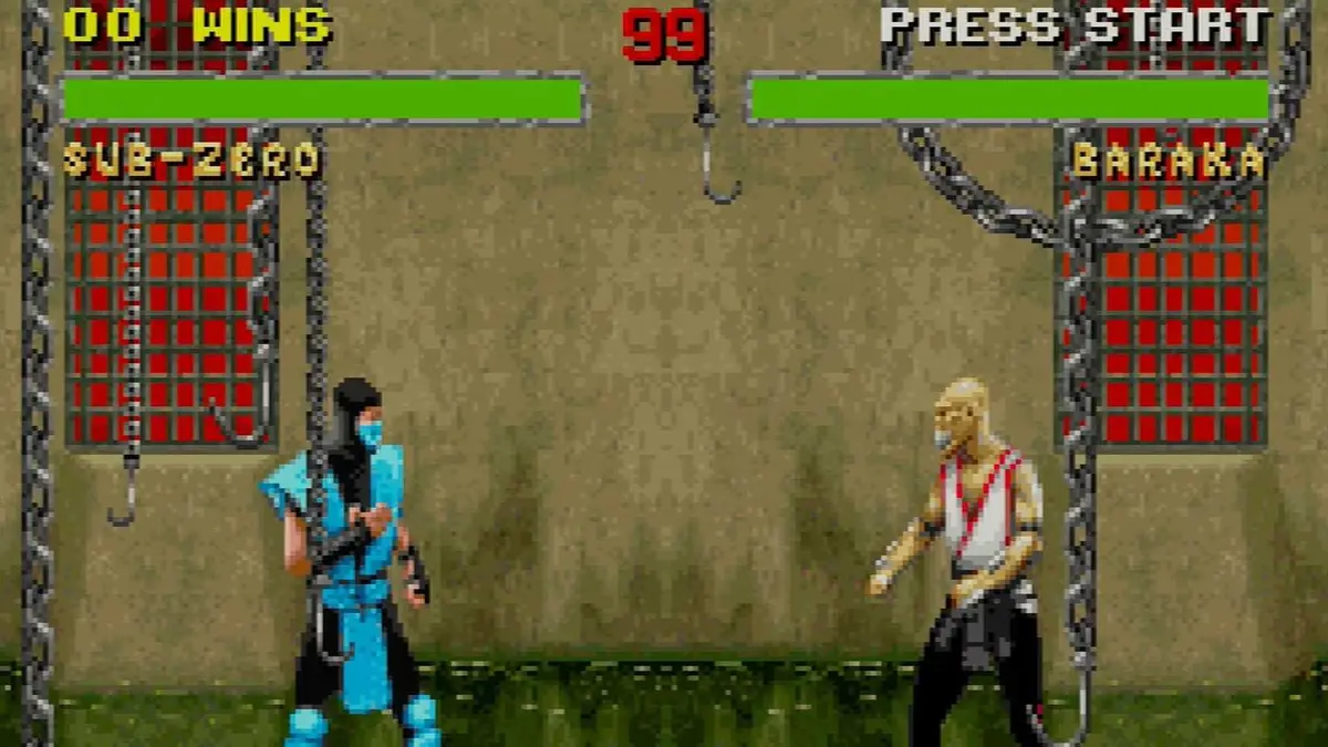 Sub-Zero vs Baraka in SNES Mortal Kombat 2