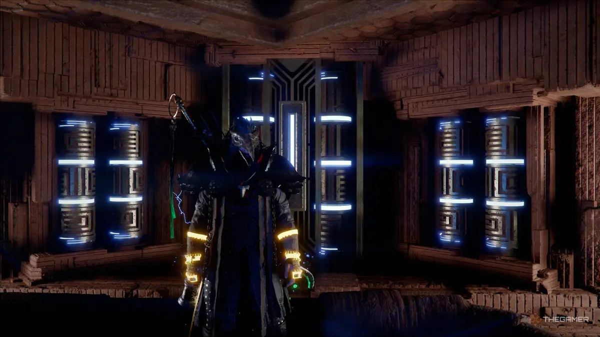 A player solving the Throne of Truth abyss puzzle in Crimson Desert.
