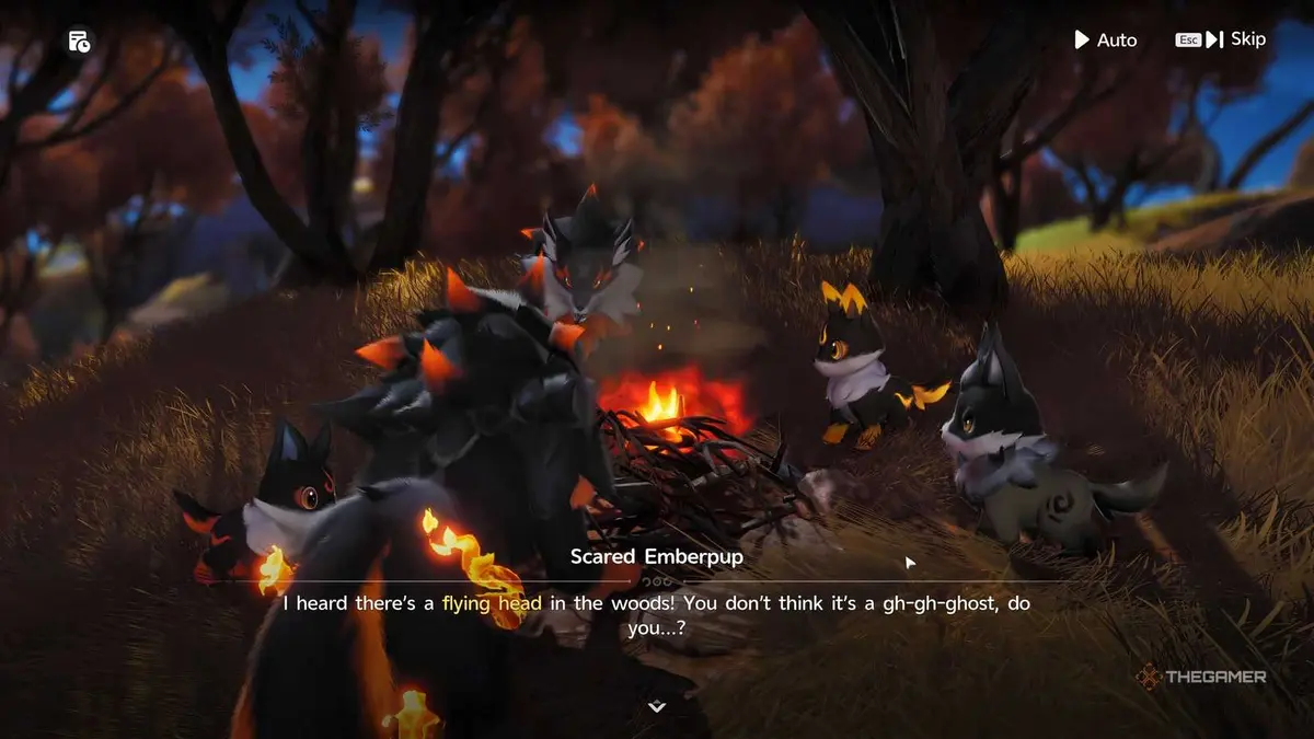 A Flameruff from Aniimo is talking to other Flameruffs and Emberpups.